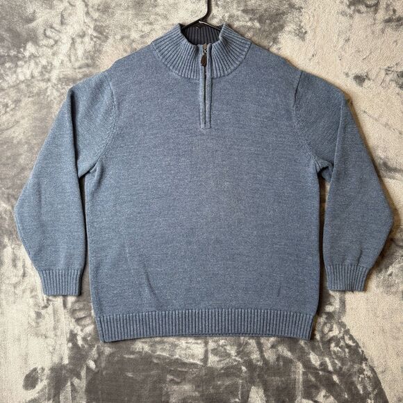 L.L. Bean Quarter Zip Long Sleeve Turtle Neck Size X-Large Tall Blue Sweater - Picture 1 of 7